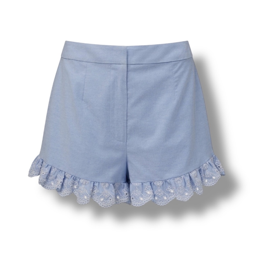 Rachel Parcell Blue Scalloped Hem Short Women's Size 14 Eyelet Lace 3in Inseam
